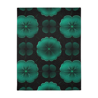 Green Jade Floral Velveteen Microfiber Blanket (Two-sided print)