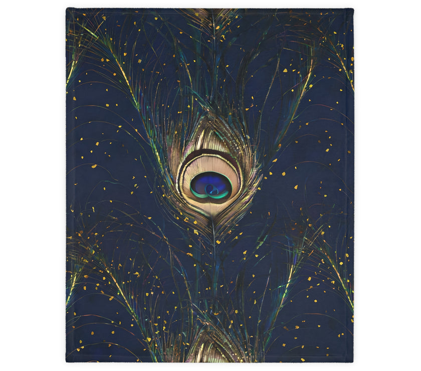 Peacock Feather Velveteen Microfiber Blanket (Two-sided print)