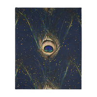 Peacock Feather Velveteen Microfiber Blanket (Two-sided print)