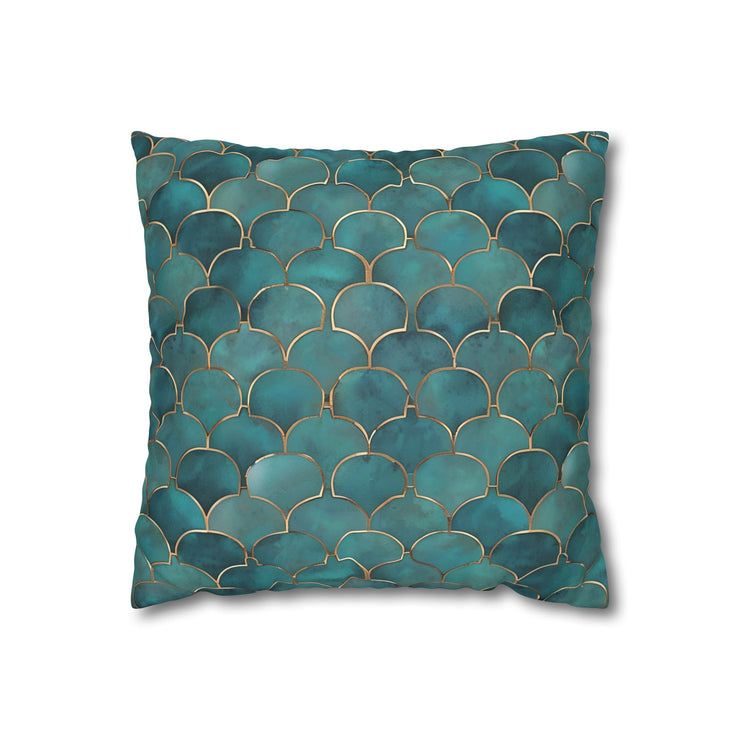 Blue/Green Faux Suede Square Pillowcase