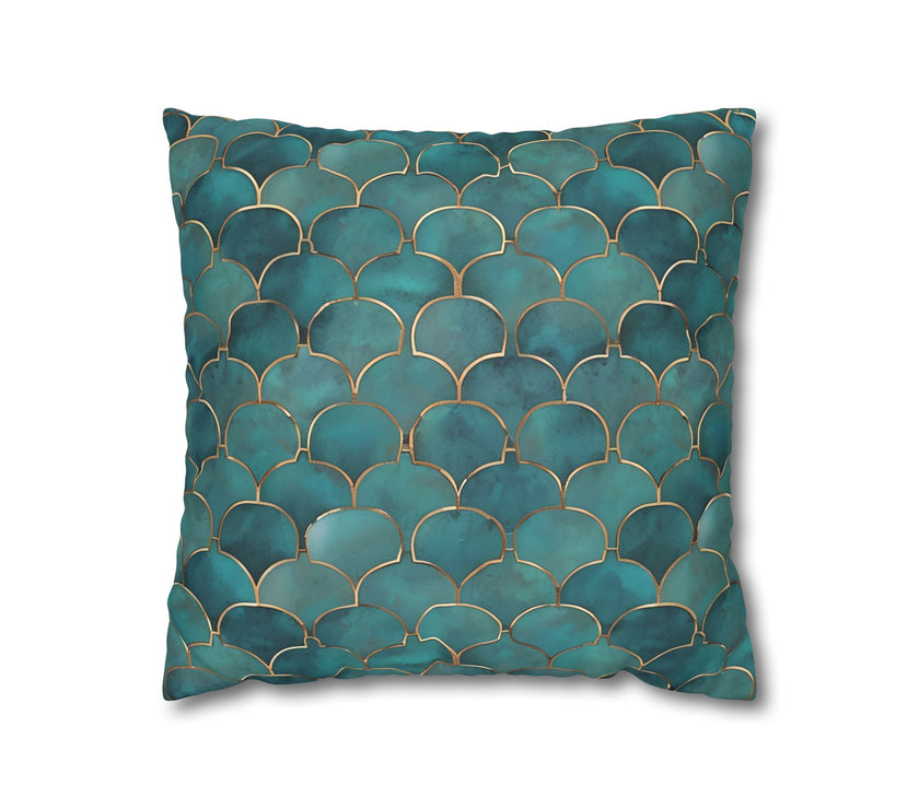 Blue/Green Faux Suede Square Pillowcase