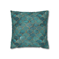 Blue/Green Faux Suede Square Pillowcase