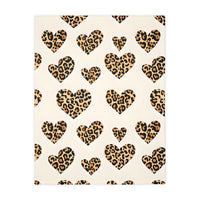 Velveteen Microfiber Blanket, Leopard Print Heart Throw, Cozy Bedding, Animal Lover Gift, Double-sided Couch Cover, Home Decor Accent