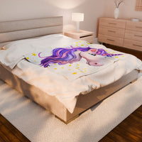 Purple Unicorn Velveteen Plush Blanket