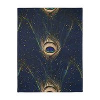 Peacock Feather Velveteen Microfiber Blanket (Two-sided print)