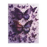 Purple Butterfly Blanket - Ultra Soft Velveteen Microfiber Throw, Reversible Print, Cozy Bedding, Home Decor, Gift for Her, Butterfly Lover,