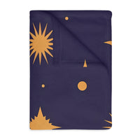 Velveteen Blanket, Geometric Gold Star Two-Sided Print, Cozy Throw, Luxurious Bedding, Soft Couch Cover, Home Decor Accent