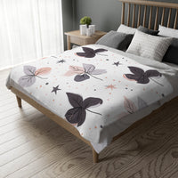 Pink Floral, Pink Flowers Velveteen Microfiber Blanket (Two-sided print)