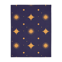 Velveteen Blanket, Geometric Gold Star Two-Sided Print, Cozy Throw, Luxurious Bedding, Soft Couch Cover, Home Decor Accent