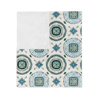 Blue and White Velveteen Microfiber Blanket