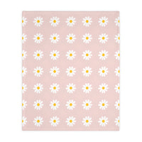 Velveteen Microfiber Blanket, White Daises on Pink Floral Throw, Soft Fleece Bedding, Cozy Couch Decoration, Home Decor Gift, Lightweight
