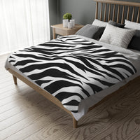 Velveteen Microfiber Blanket (Two-sided print) - Black and White Zebra Stripes, Cozy Throw for Home Decor, Animal Lover Gift, Safari Chic