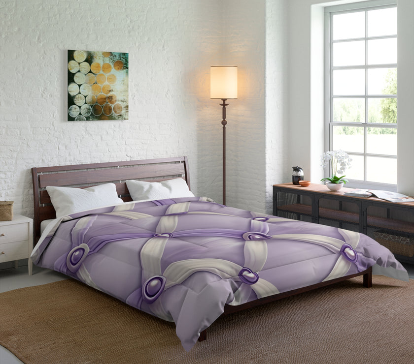 Elegant Lavender Comforter Set, Cozy Bedroom Decor, Stylish Bedding, Wedding Gift, Home Sweet Home, Light Purple Bedspread
