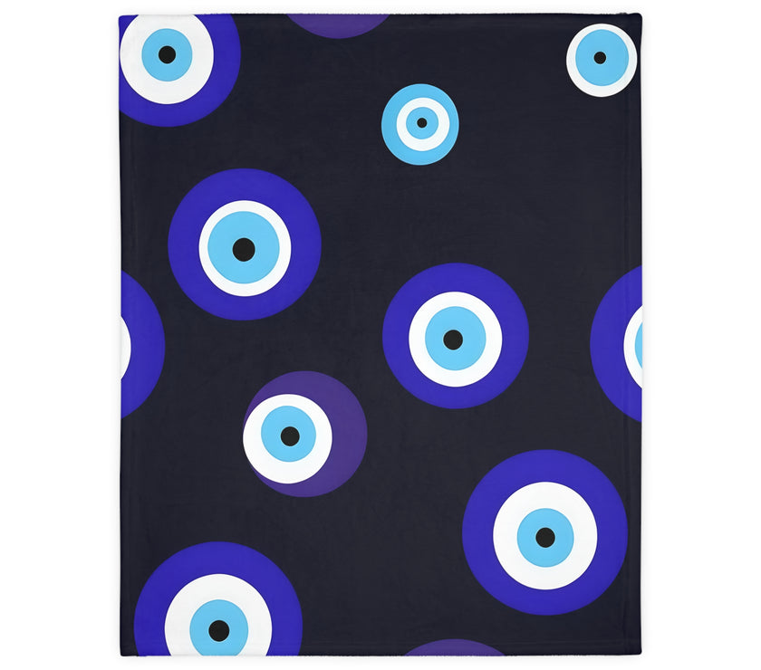Blue Evil Eye Blanket Velveteen Microfiber Blanket (Two-sided print)