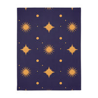 Velveteen Blanket, Geometric Gold Star Two-Sided Print, Cozy Throw, Luxurious Bedding, Soft Couch Cover, Home Decor Accent