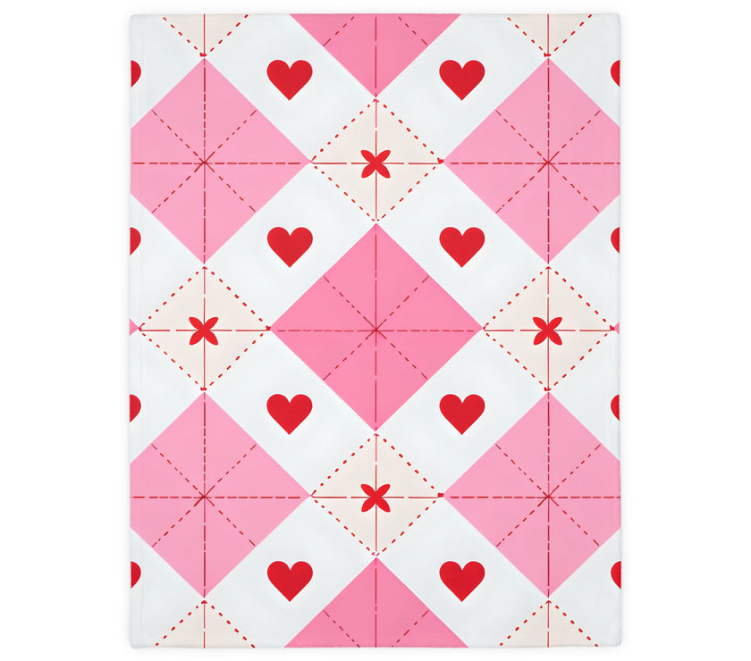 Romantic Heart Velveteen Microfiber Blanket (Two-sided print)