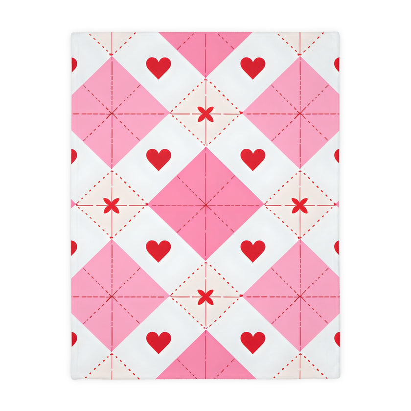 Romantic Heart Velveteen Microfiber Blanket (Two-sided print)
