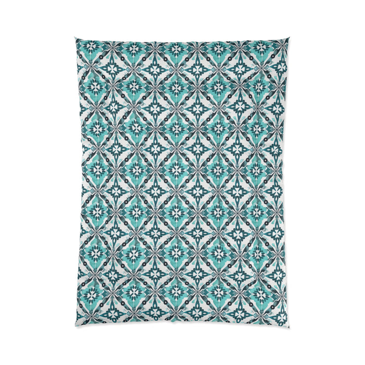 Bohemian Tile Print Comforter, Cozy Bedroom Bedding, Gift for Home Decor, Stylish Dorm Accents, Living Room Throws