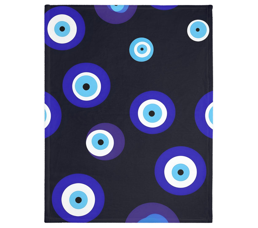 Blue Evil Eye Blanket Velveteen Microfiber Blanket (Two-sided print)