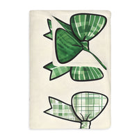 Velveteen Microfiber Blanket, Green Bow Blanket. Double-Sided Print, Soft Plush Throw for Cozy Nights, Christmas Blanket. Holiday Gift Idea,