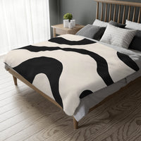 Black and White Velveteen Microfiber Blanket (Two-sided print)