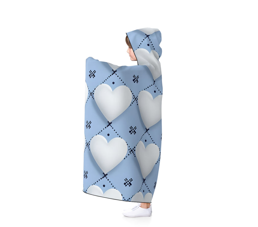 Cozy Heart Pattern Hooded Blanket for Snuggling, Love Theme Throw, Perfect Gift for Valentine's Day, Home Decor, Winter Wear