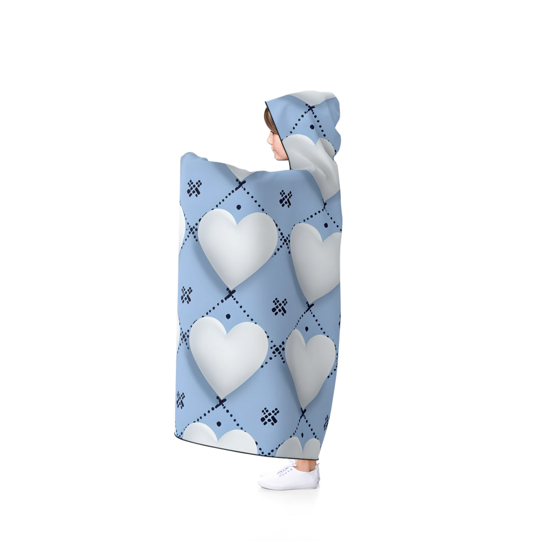 Cozy Heart Pattern Hooded Blanket for Snuggling, Love Theme Throw, Perfect Gift for Valentine's Day, Home Decor, Winter Wear