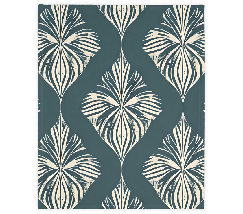 Green and White Pattern Velveteen Microfiber Blanket (Two-sided print)