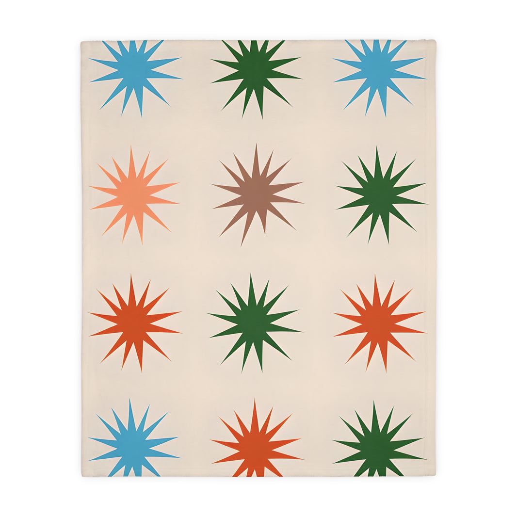 Velveteen Microfiber Blanket, Colorful Geometric Star Blanket, Soft Cozy Throw, Home Decor, Bedding, Gift for Her, Gift for Him, Two-sided