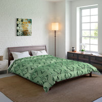 Elegant Floral Green Comforter, Cozy Bedding for Home Decor, Romantic Bedroom Set, Stylish Bed Cover, Gift for Housewarming