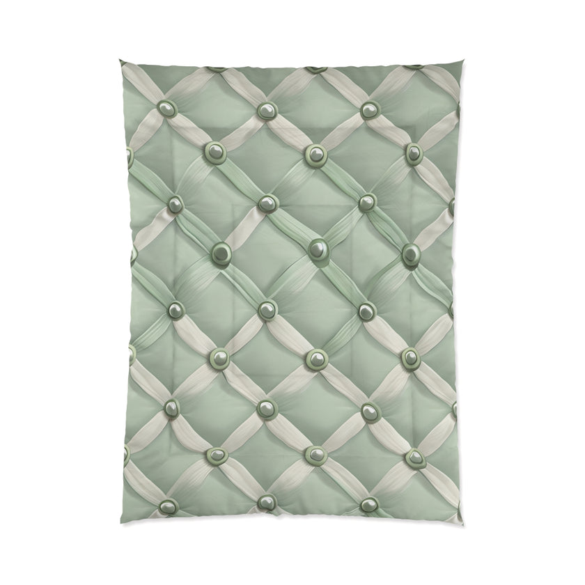 Elegant Green Comforter with Button Design, Cozy Bedding, Soft Home Decor, Modern Bedroom Accents, Perfect Gift for Any Occasion