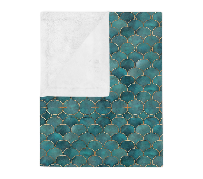 Blue Green Velveteen Microfiber Blanket