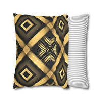 Gold & Black Faux Suede Square Pillowcase