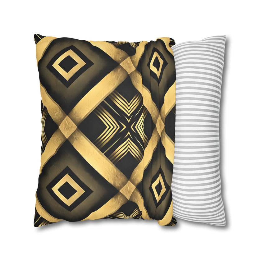 Gold & Black Faux Suede Square Pillowcase