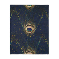 Peacock Feather Velveteen Microfiber Blanket (Two-sided print)