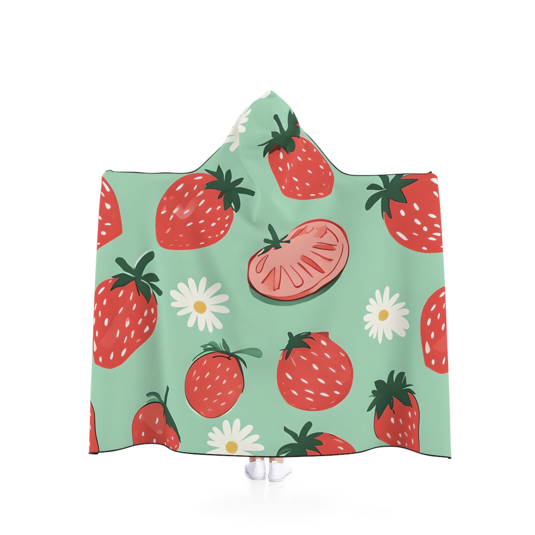Strawberry Bliss Hooded Blanket - Cozy Wearable Blanket for Home, Gifts for Her, Fun Summer Decor, Cute Chill Nights