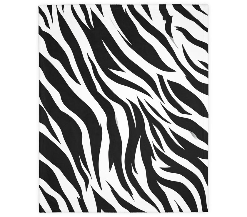 Velveteen Microfiber Blanket (Two-sided print) - Black and White Zebra Stripes, Cozy Throw for Home Decor, Animal Lover Gift, Safari Chic