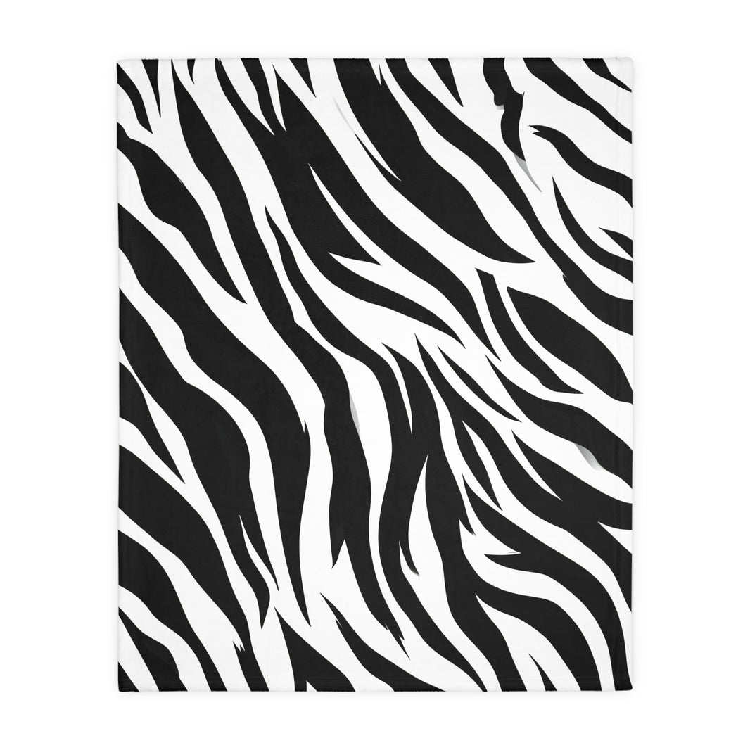 Velveteen Microfiber Blanket (Two-sided print) - Black and White Zebra Stripes, Cozy Throw for Home Decor, Animal Lover Gift, Safari Chic