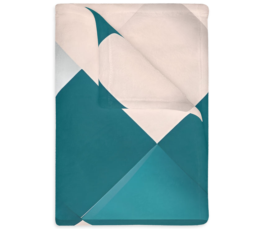 Blue and Pink Grid Velveteen Microfiber Blanket (Two-sided print)