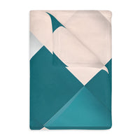 Blue and Pink Grid Velveteen Microfiber Blanket (Two-sided print)