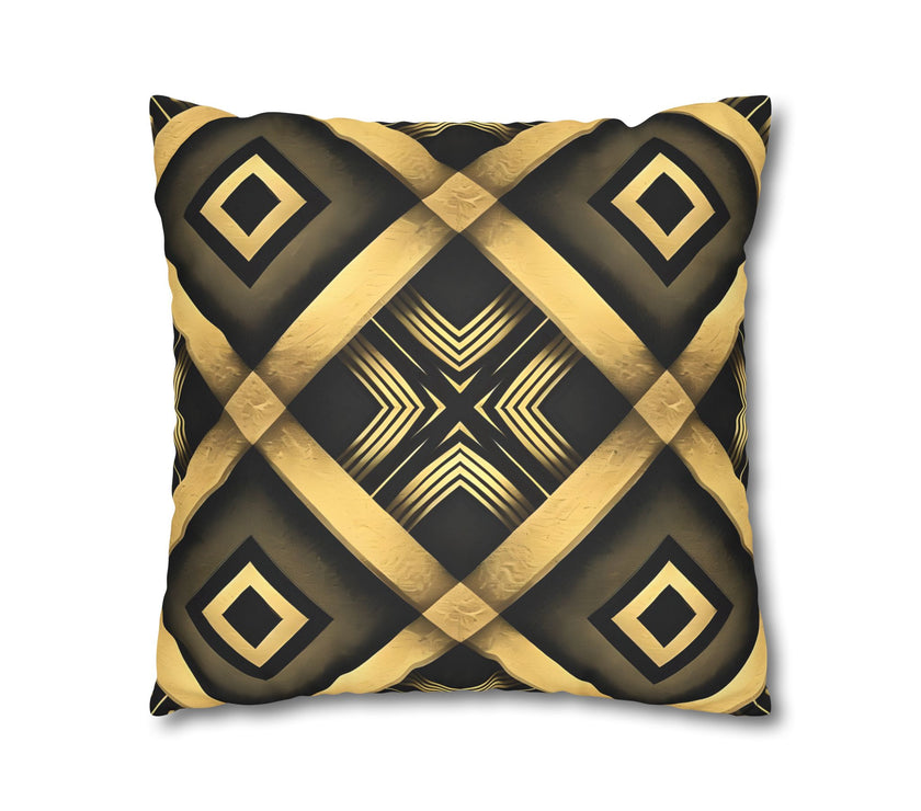 Gold & Black Faux Suede Square Pillowcase