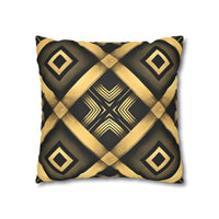 Gold & Black Faux Suede Square Pillowcase