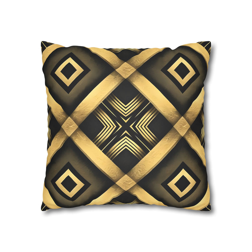 Gold & Black Faux Suede Square Pillowcase