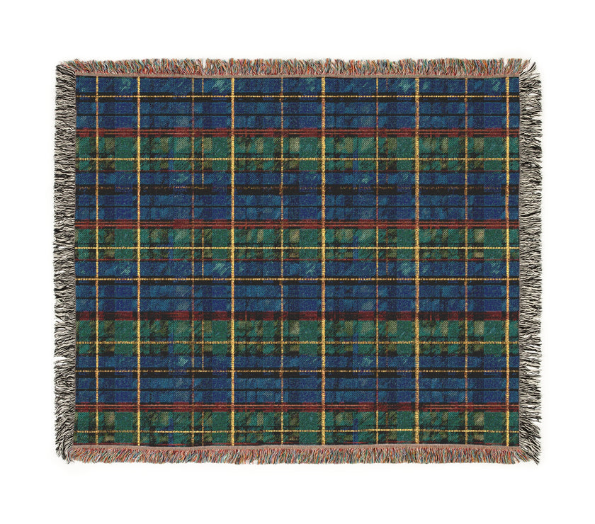 Plaid Woven Blanket - Cozy Blue Tartan Throw for Home Decor, Winter Gift, Sofa Accent - Christmas, Holiday, Housewarming Present, Bedding