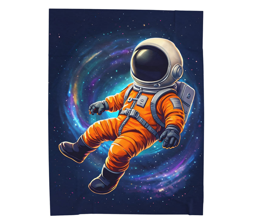 Space Astronaut Velveteen Plush Blanket - Galaxy Nebula Universe Stars, Outer Space Throw, Celestial Bedroom Decor, Gift for Space