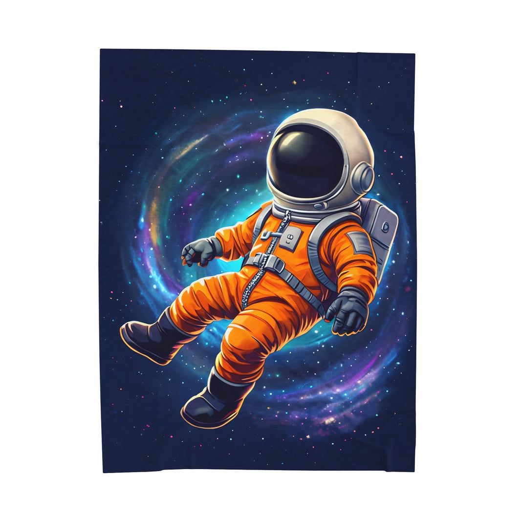 Space Astronaut Velveteen Plush Blanket - Galaxy Nebula Universe Stars, Outer Space Throw, Celestial Bedroom Decor, Gift for Space