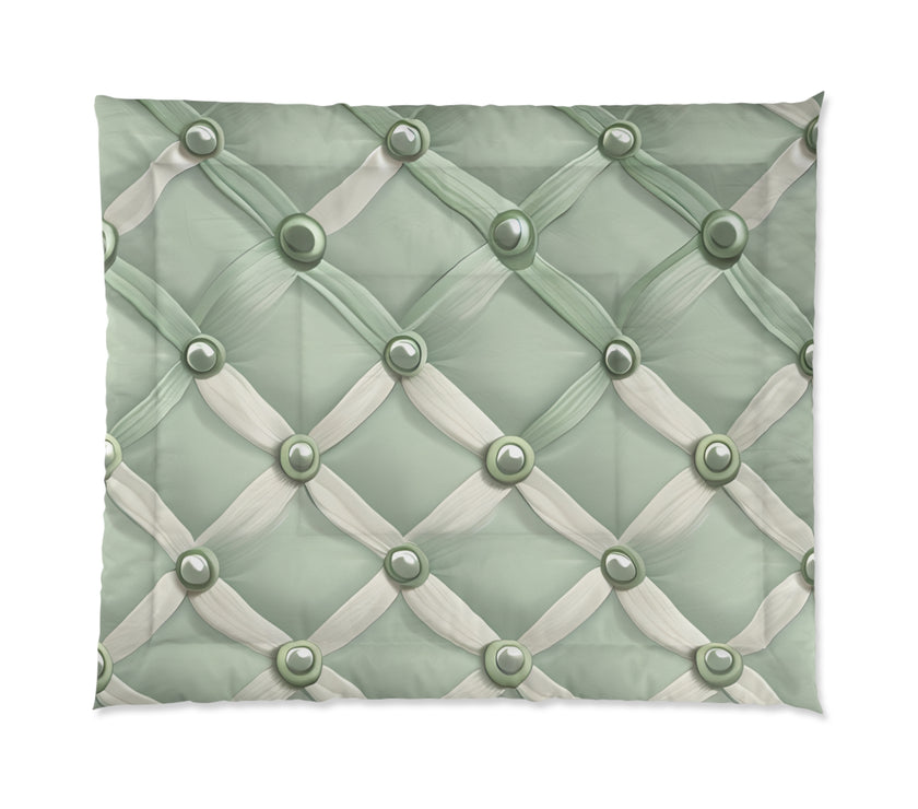 Elegant Green Comforter with Button Design, Cozy Bedding, Soft Home Decor, Modern Bedroom Accents, Perfect Gift for Any Occasion