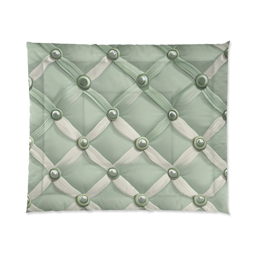 Elegant Green Comforter with Button Design, Cozy Bedding, Soft Home Decor, Modern Bedroom Accents, Perfect Gift for Any Occasion
