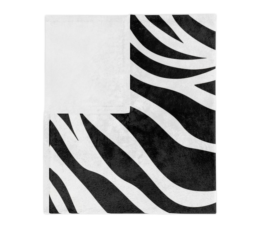 Black and White | Zebra Lines Velveteen Microfiber Blanket
