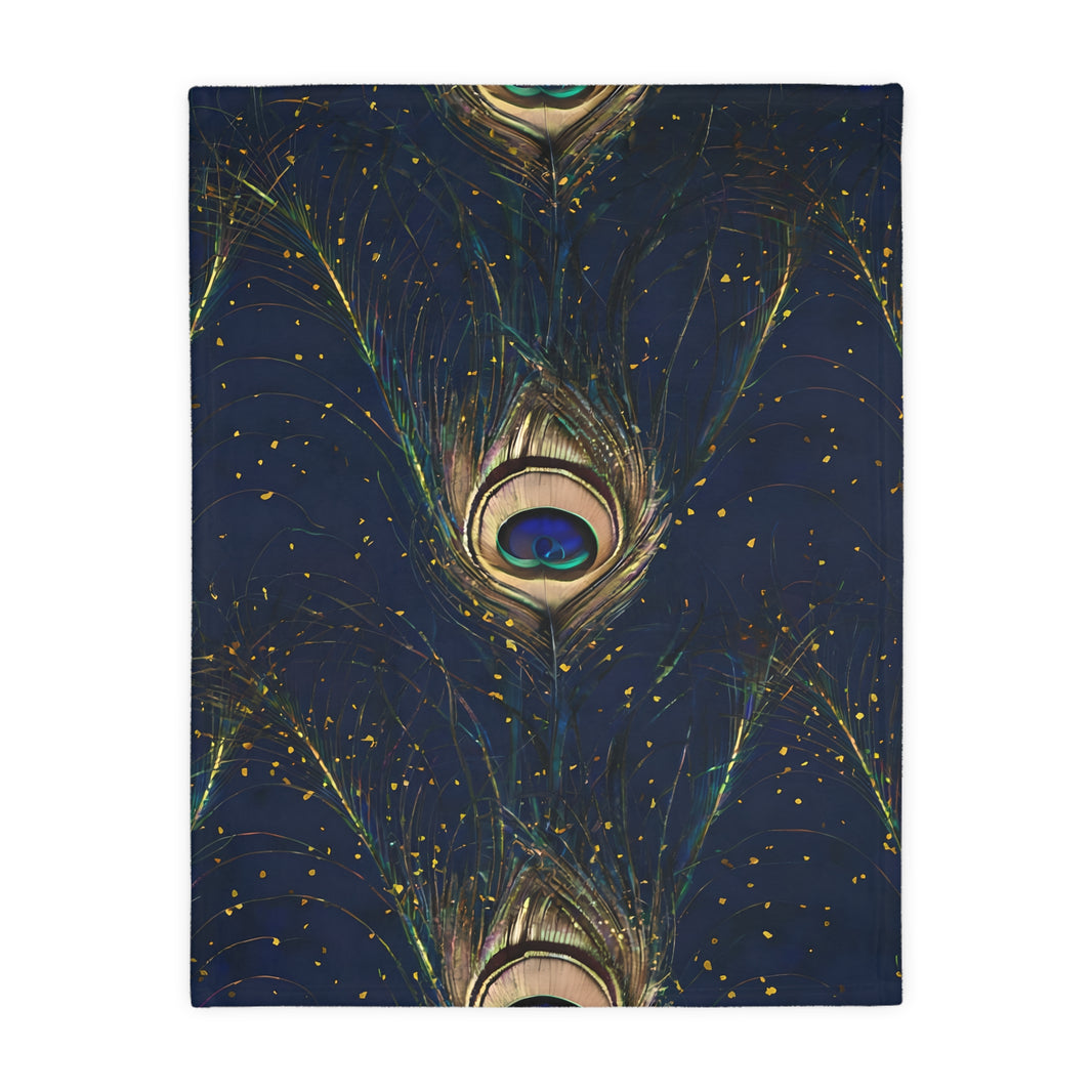 Peacock Feather Velveteen Microfiber Blanket (Two-sided print)